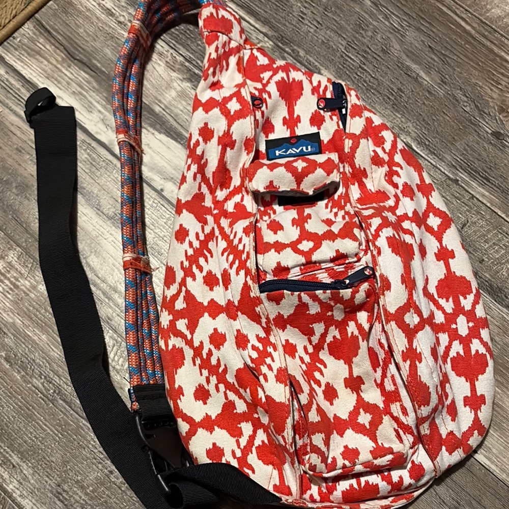 Kavu Coral  and White Sling Bag